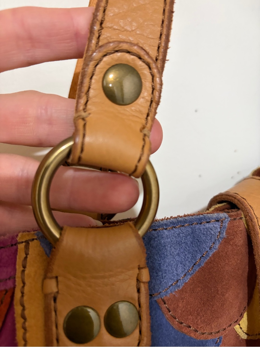 Lucky Brand Multicolor Scallop Suede Hobo with Tan Trim - Picture 5 of 8